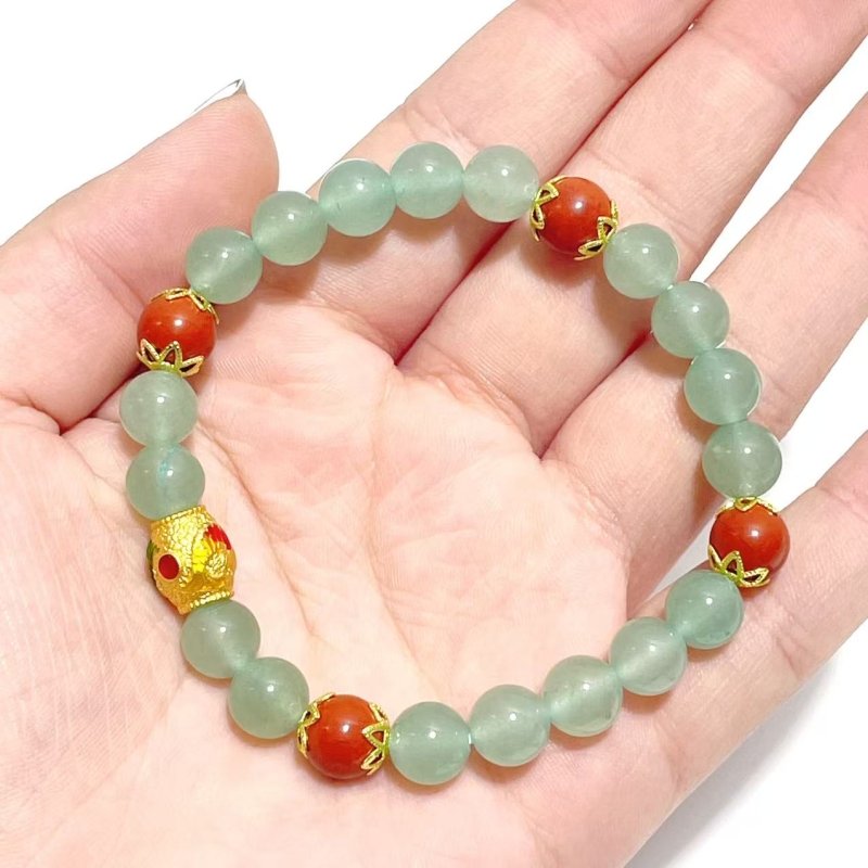 Green Aventurine Cinnabar DIY Bracelet Wholesale Original Design - Wholesale Crystals