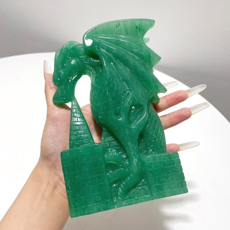 Green Aventurine Dragon Castle Carving - Wholesale Crystals