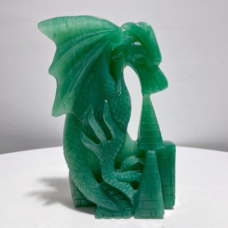 Green Aventurine Dragon Castle Carving - Wholesale Crystals