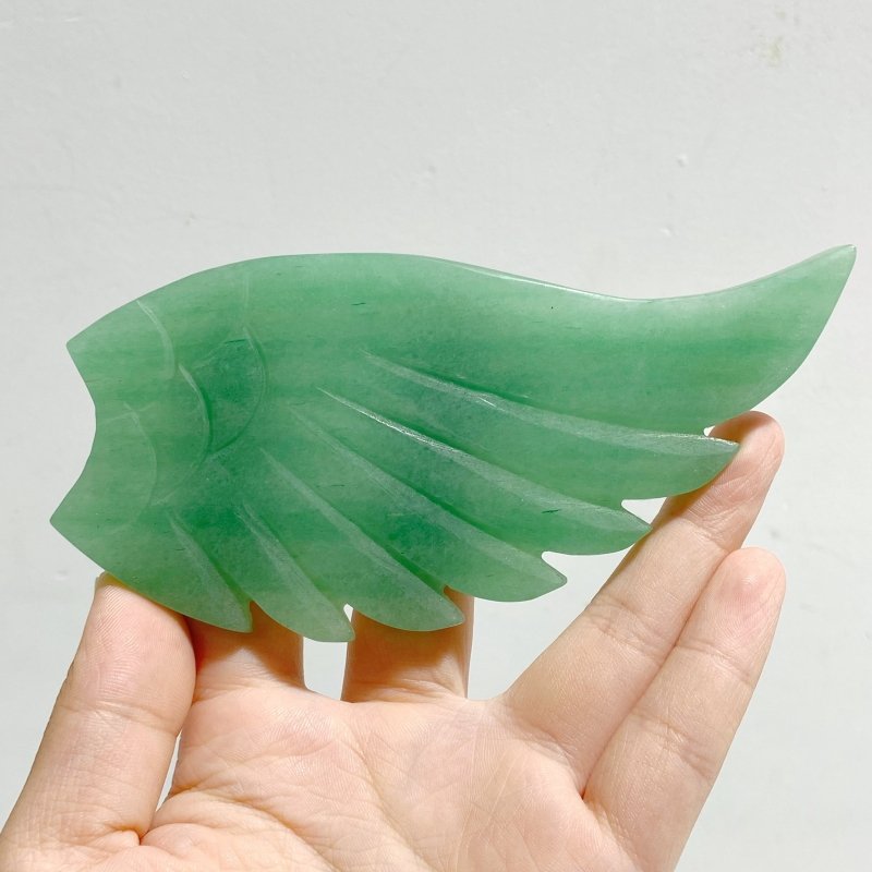 Green Aventurine Heart Wing Carving With Stand -Wholesale Crystals