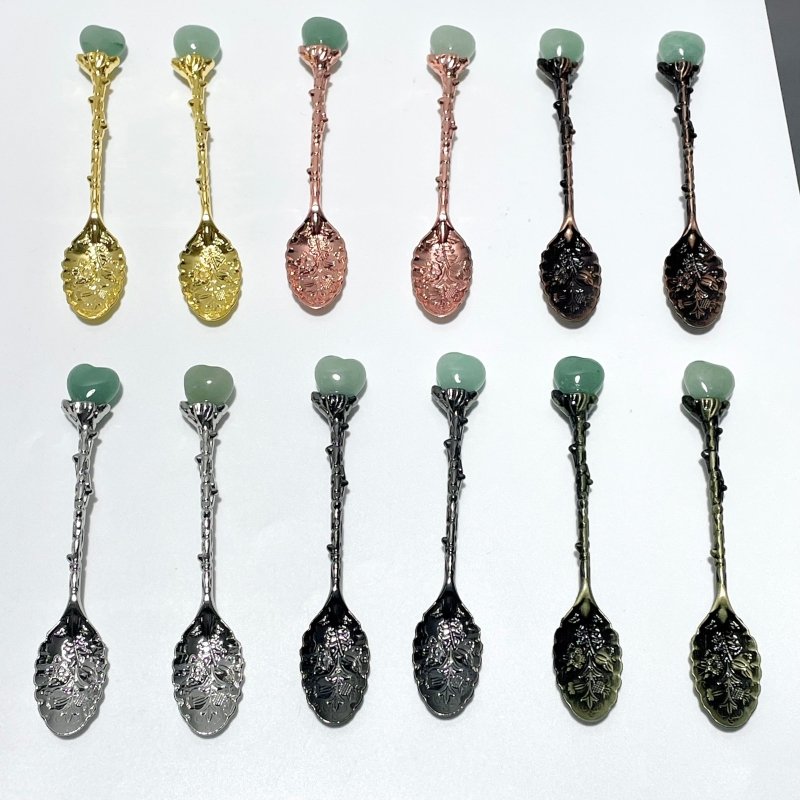 Green Aventurine Mini Heart Coffee Spoon Wholesale - Wholesale Crystals