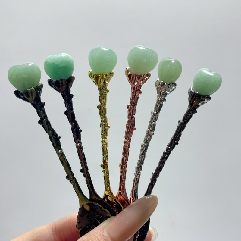 Green Aventurine Mini Heart Coffee Spoon Wholesale - Wholesale Crystals