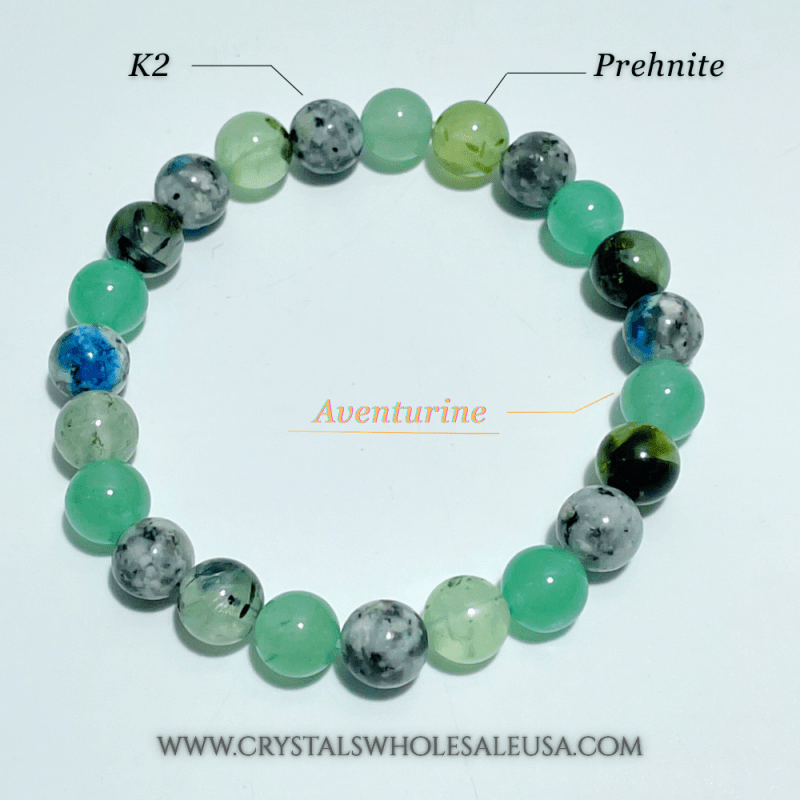 Green Aventurine Prehnite DIY Bracelet Wholesale Original Design - Wholesale Crystals