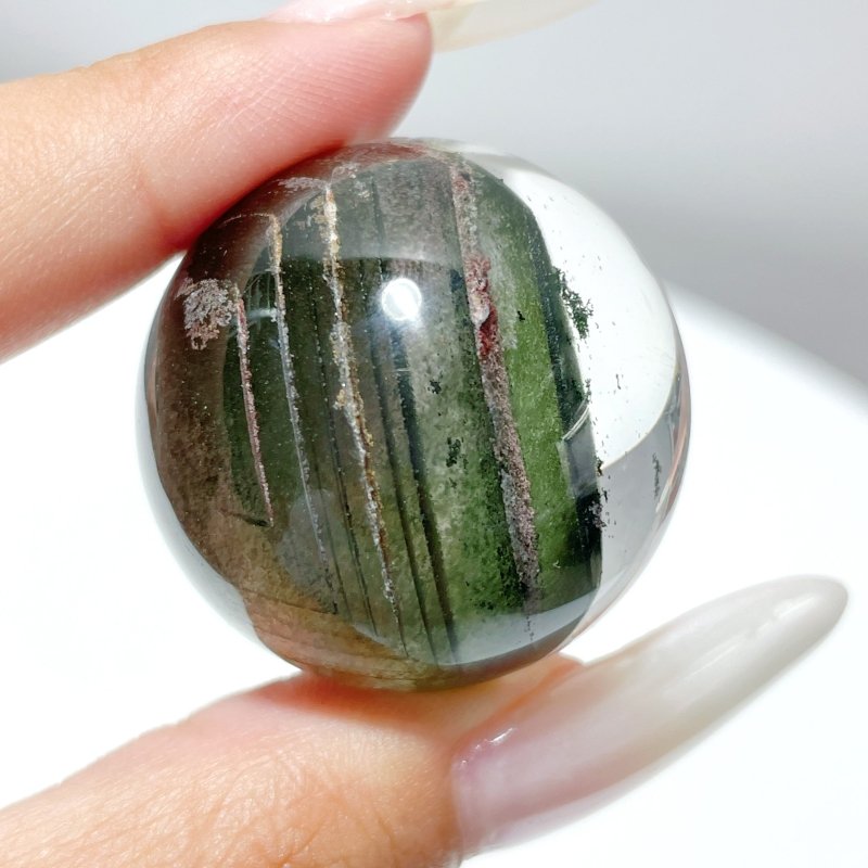 Green Garden Quartz Sphere With Wooden Stand - Wholesale Crystals