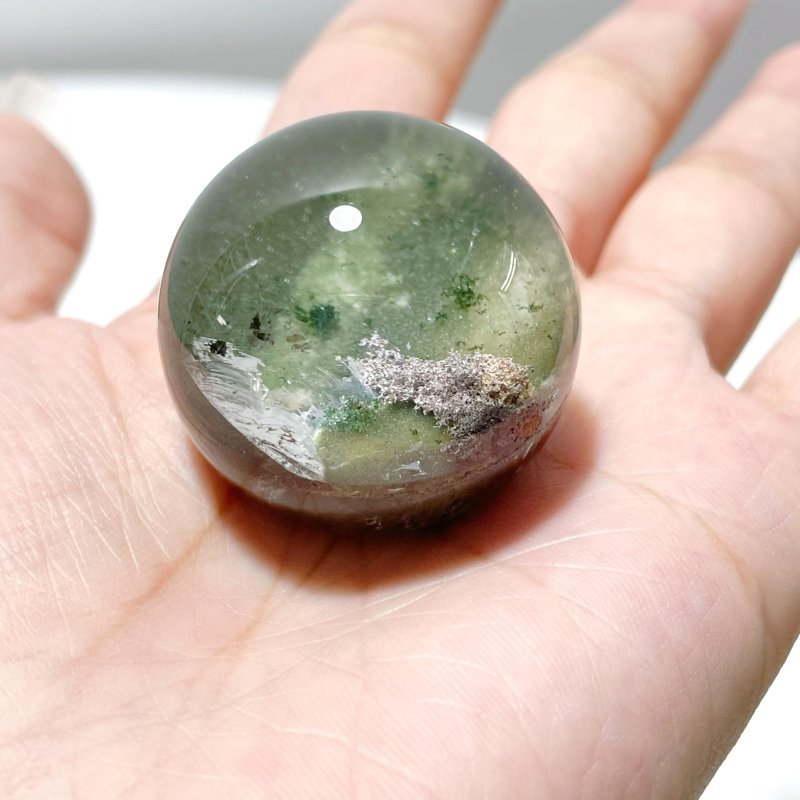 Green Garden Quartz Sphere With Wooden Stand - Wholesale Crystals