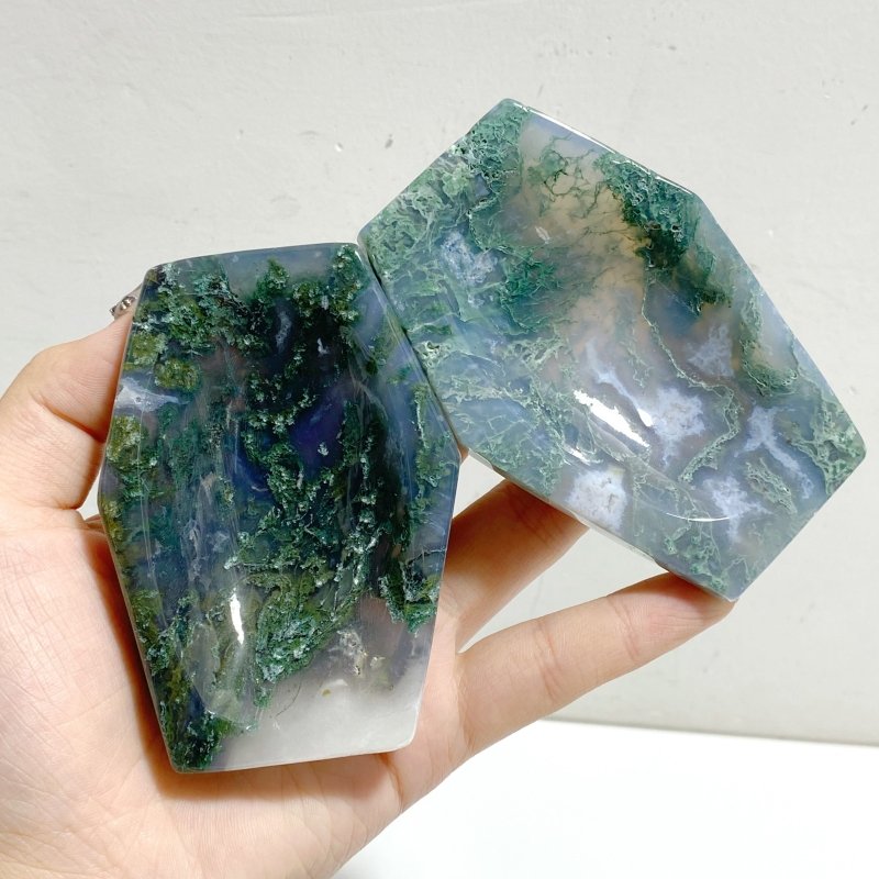 Green Moss Agate Shallow Bowl Coffin Wholesale -Wholesale Crystals