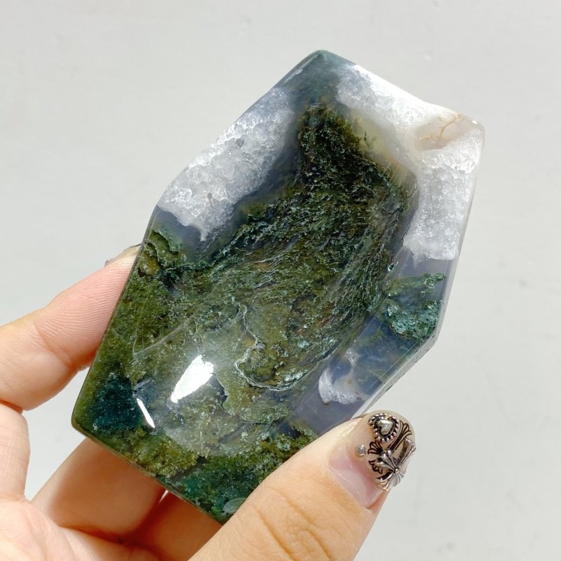 Green Moss Agate Shallow Bowl Coffin Wholesale -Wholesale Crystals