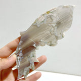 Green Sakura Flower Agate Butterfly Wing Carving With Stand -Wholesale Crystals