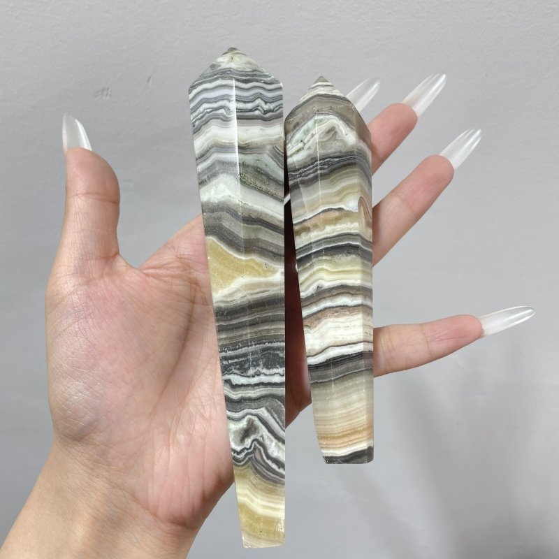 Grey Yellow Calcite Point Magic Wand Scepter Wholesale - Wholesale Crystals