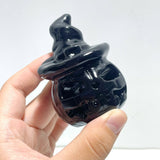 Halloween Pumpkin Wizard Hollow Carving Wholesale Black Obsidian Afghanistan Jade - Wholesale Crystals