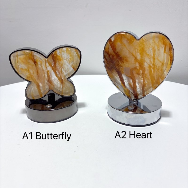 Hematoid Quartz LED Table Lamp Moon Heart & Butterfly Shape - Wholesale Crystals