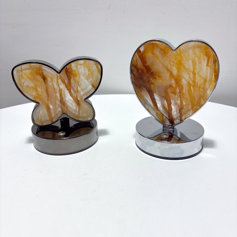 Hematoid Quartz LED Table Lamp Moon Heart & Butterfly Shape - Wholesale Crystals