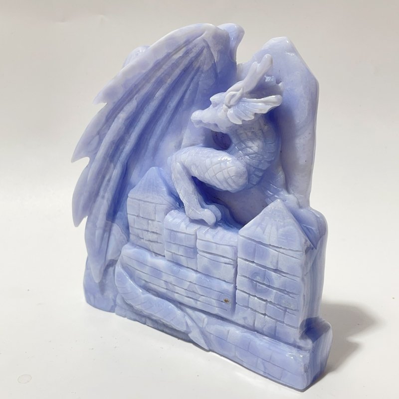 High Quality Blue Lace Agate Dragon Castle Carving - Wholesale Crystals