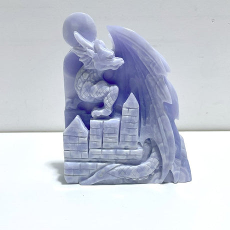 High Quality Blue Lace Agate Flying Dragon Castle Carving - Wholesale Crystals