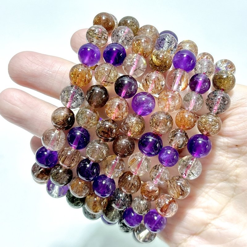 High Quality Rutile Mixed Amethyst Mixed Black Mica Bracelet Wholesale - Wholesale Crystals