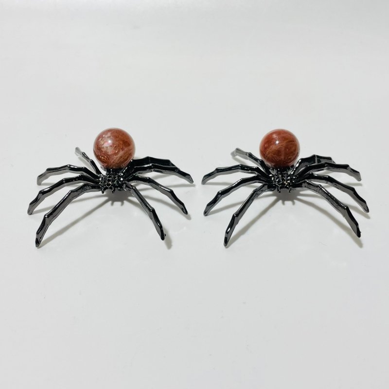 High Quality Sunstone Crystal Sphere Spider Ornament Handmade Alloy Spider Wholesale -Wholesale Crystals
