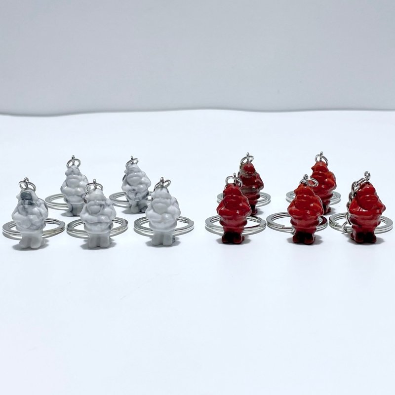 Howlite Red Jasper Santa Claus Christmas Carving Keychain Wholesale - Wholesale Crystals