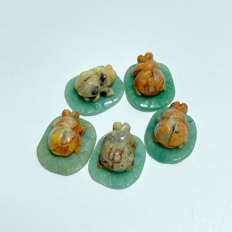 Ladybug On Leaf Mini Carving Wholesale Green Aventurine Chevron Amethyst Tiger Eye - Wholesale Crystals