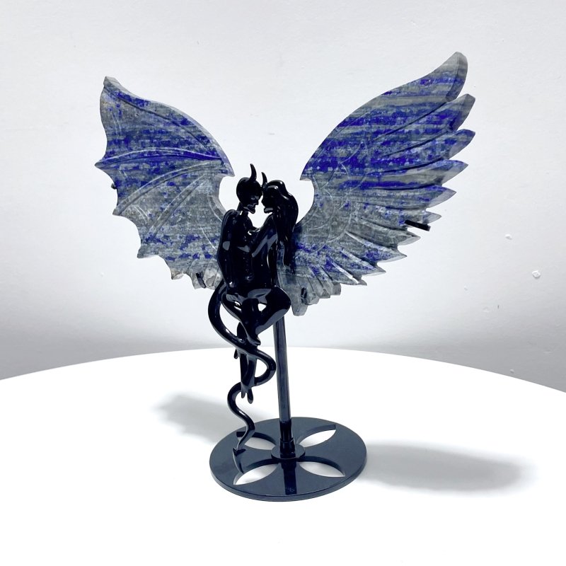 Lapis Lazuli Demon And Angel Wing Carving With Stand - Wholesale Crystals