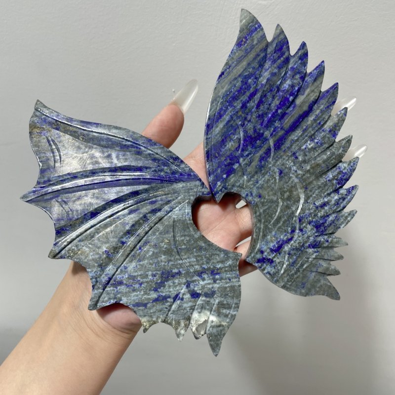 Lapis Lazuli Demon And Angel Wing Carving With Stand - Wholesale Crystals