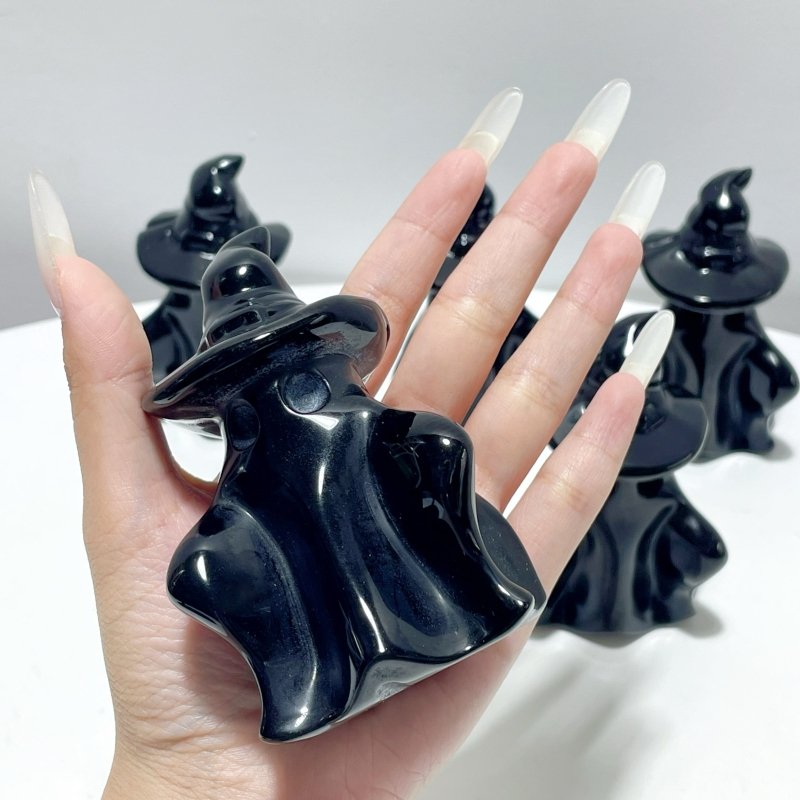 Large 10cm Mirror - like Polishing Obsidian Wizard Ghost Halloween Carving Wholesale - Wholesale Crystals