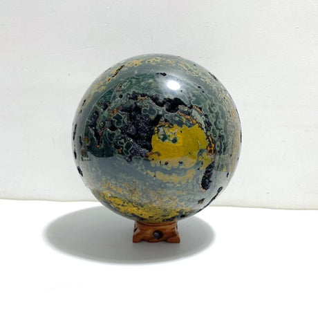 Large 16.5CM Geode Druzy 8th Vein Ocean Jasper Sphere - Wholesale Crystals