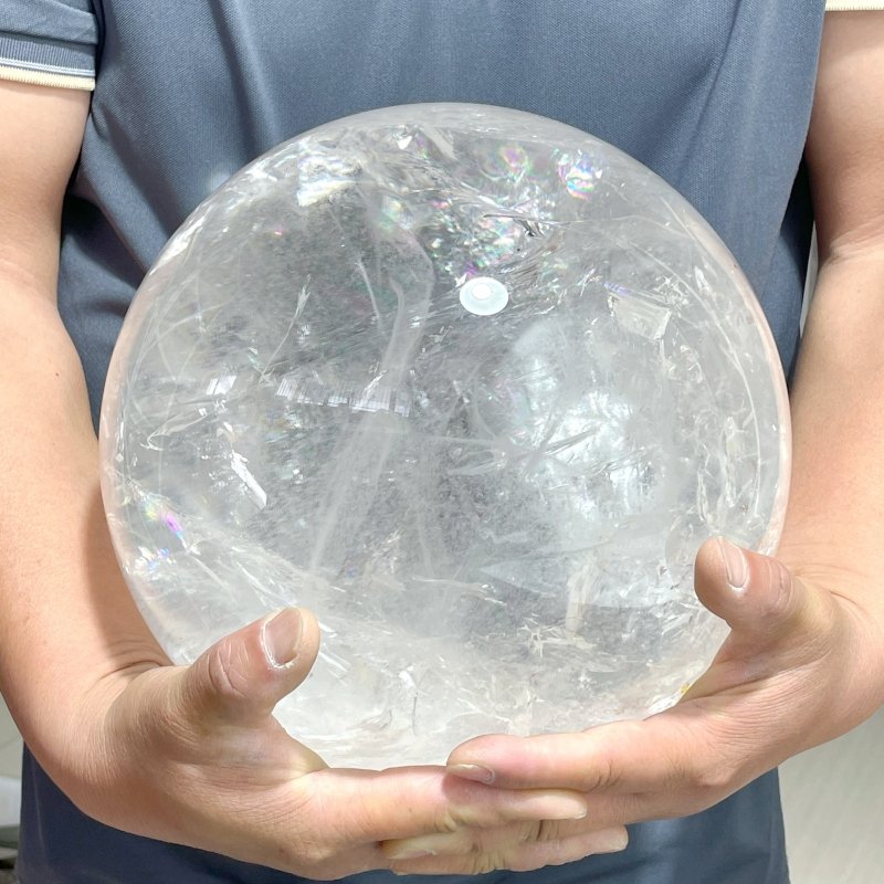 Large 23.8cm Rare Clear Quartz Sphere With Rainbow For Collection - Wholesale Crystals