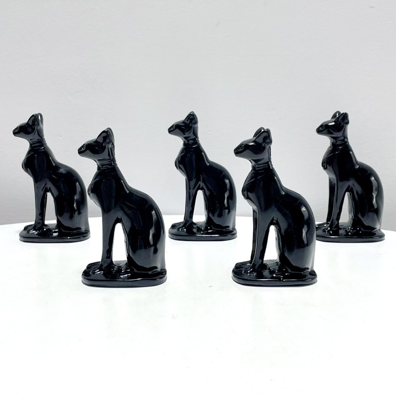 Large 4inch Black Obsidian Sphynx Cat Carving Wholesale - Wholesale Crystals