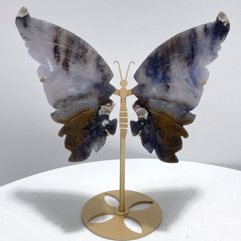 Large Agate Butterfly Carving With Stand - Wholesale Crystals