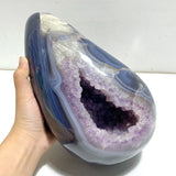 Large Amethyst Mixed Geode Agate Calcite Dinosaur Egg With Stand - Wholesale Crystals