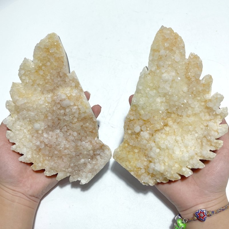 Large Beautiful Quartz Cluster Angel Wing Carving With Stand - Wholesale Crystals