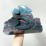 Large Beautiful Trolleite Flying Dragon With Castle Carving - Wholesale Crystals