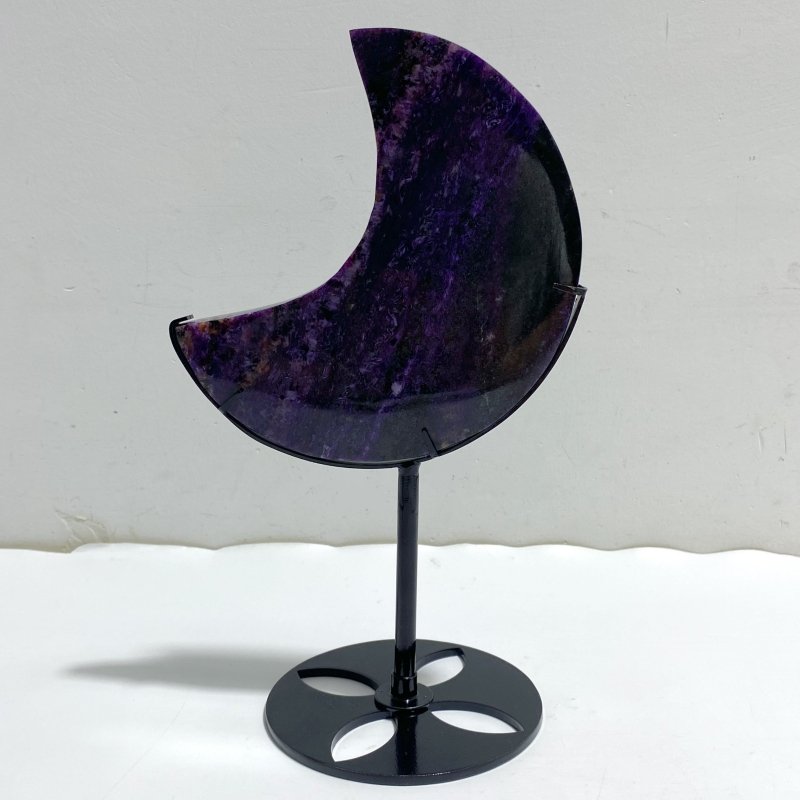 Large Charoite Moon Carving With Stand 16 -Wholesale Crystals