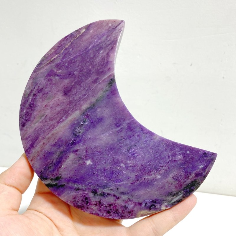 Large Charoite Moon Carving With Stand -Wholesale Crystals