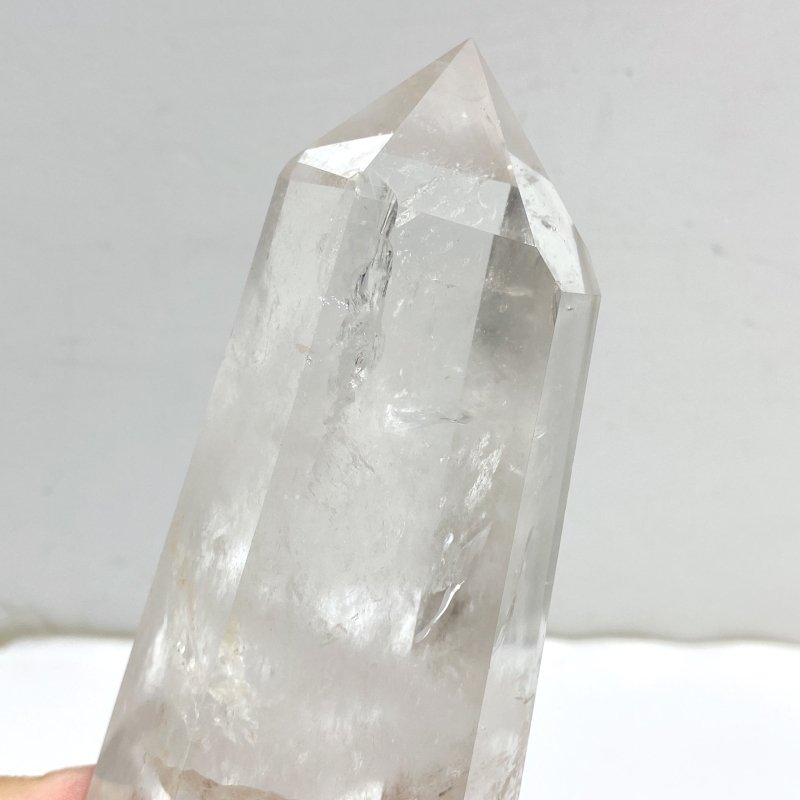 Large Clear Quartz Point Raw Bottom With Stand -Wholesale Crystals