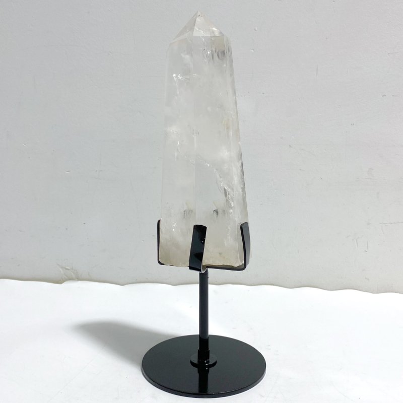 Large Clear Quartz Point Raw Bottom With Stand -Wholesale Crystals