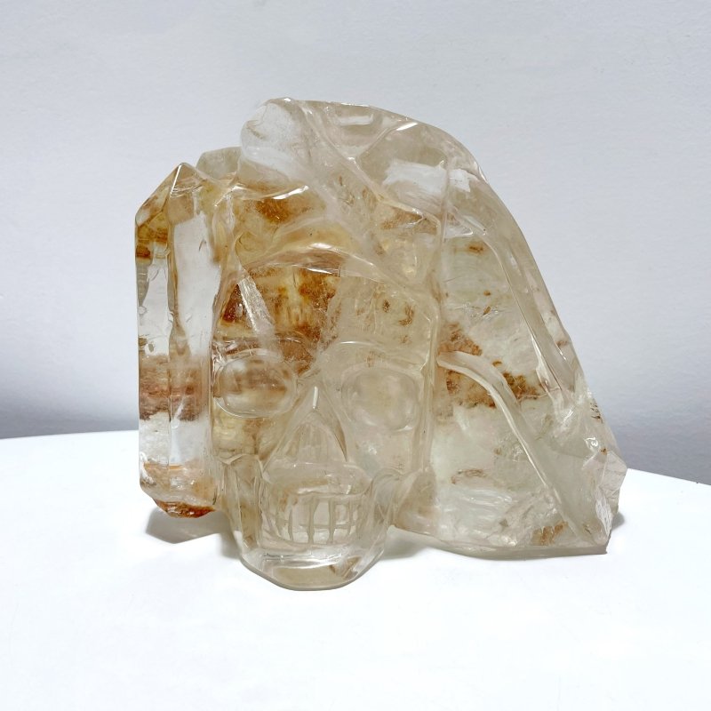 Large Clear Quartz Skull Back Rough Carving - Wholesale Crystals