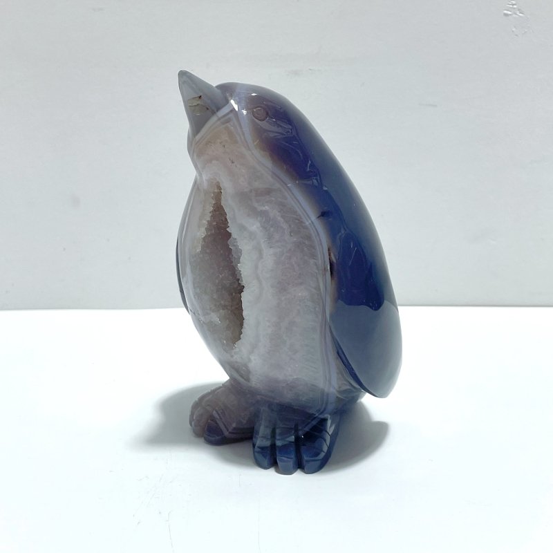 Large Druzy Geode Agate Penguin Carving(Natural Crack) - Wholesale Crystals