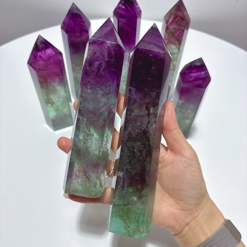 Large Fat Watermelon Colourful Fluorite Tower Point Wholesale - Wholesale Crystals