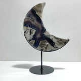 Large Geode Druzy Volcano Agate Moon Carving With Stand(UV - Reactive) 2 - Wholesale Crystals