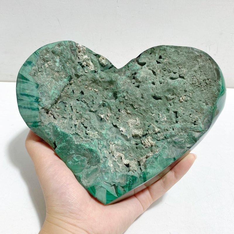 Large Malachite Heart Raw Bottom -Wholesale Crystals