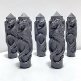 Large Shungite 7.4in Tower With Dragon Carving Wholesale - Wholesale Crystals