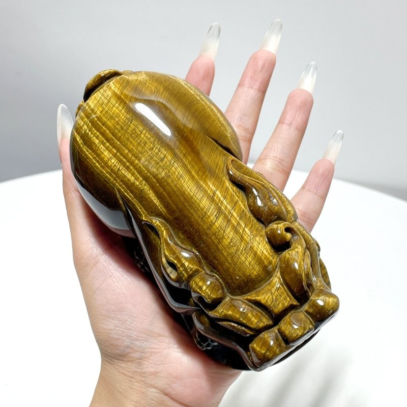 Large Tiger Eye Pixiu Carving - Wholesale Crystals