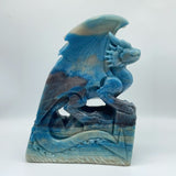 Large Trolleite Flying Dragon With Castle Carving - Wholesale Crystals