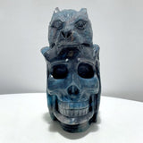 Large Trolleite Stone Wolf Head With Skull Carving - Wholesale Crystals