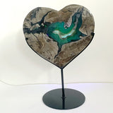Large Volcano Agate Heart With Stand (UV - Reactive) - Wholesale Crystals