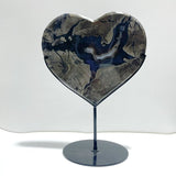 Large Volcano Agate Heart With Stand (UV - Reactive) - Wholesale Crystals