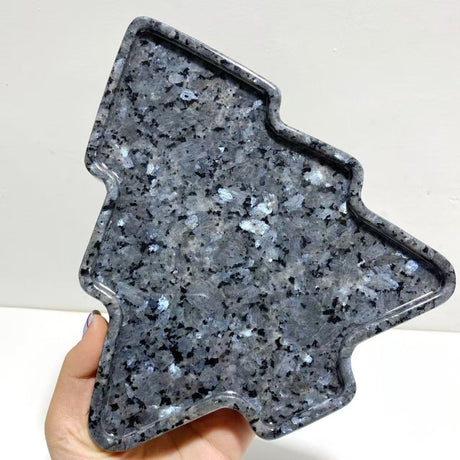 Larvikite Christmas Tree Plate Carving Wholesale - Wholesale Crystals