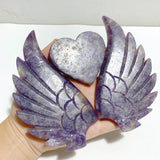 Lepidolite Mixed Quartz Heart Wing Carving With Stand -Wholesale Crystals