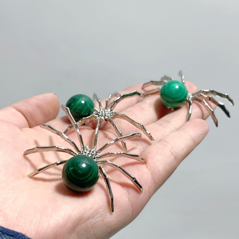 Malachite Sphere Spider Ornament Handmade Alloy Spider Wholesale - Wholesale Crystals